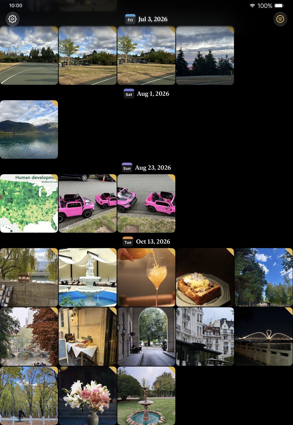The same grid on iPad, with more columns.