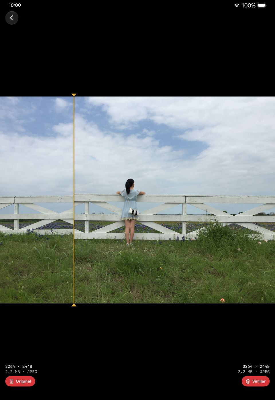 Compare on iPad: the gold line between two shots.